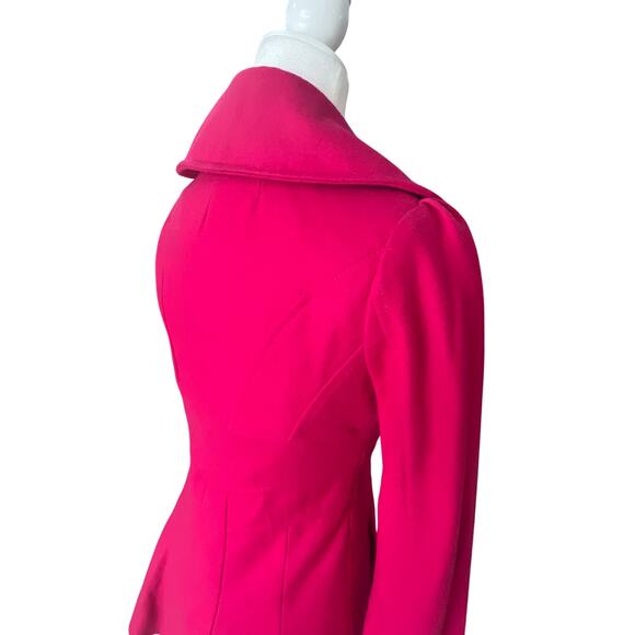 Guess Hot Pink Wool Peacoat Women's Size XS Tailored Fit and Flare Flounce *read - Picture 5 of 14